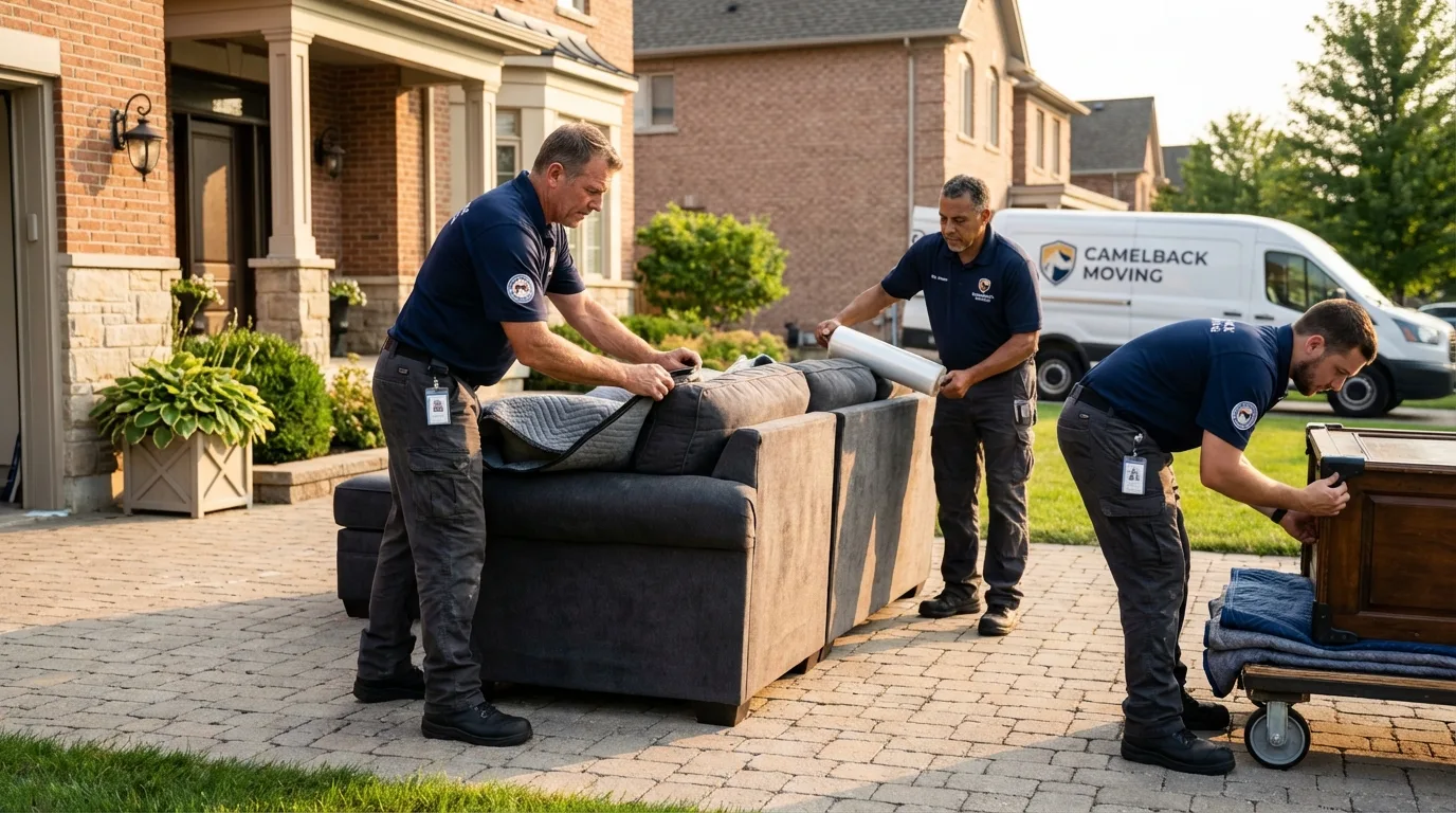 Large estate moving crew wrapping furniture in Bismarck, MO